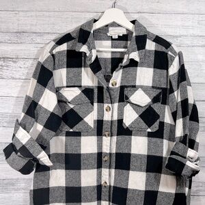 Plaid Oversized Button-Up Jacket Shacket